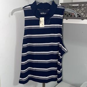 Aeropostal crop top stripes blue and white size XL